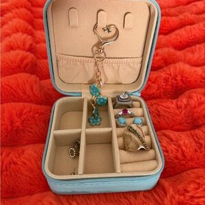 Light blue compact travel jewelry box
